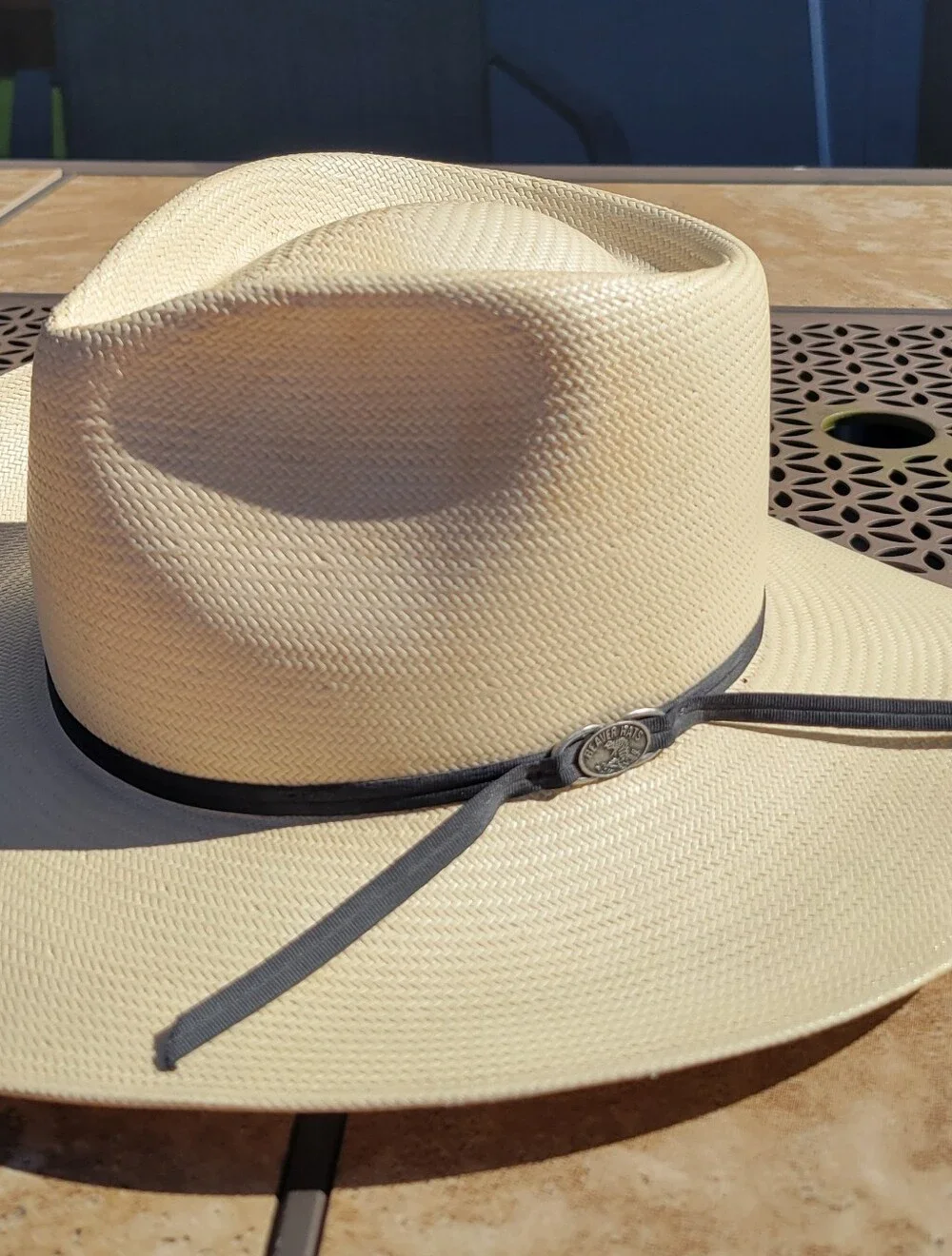 Beaver Hats 6X Shantung Straw Western Hat with Black Band - Cream 6 3/4